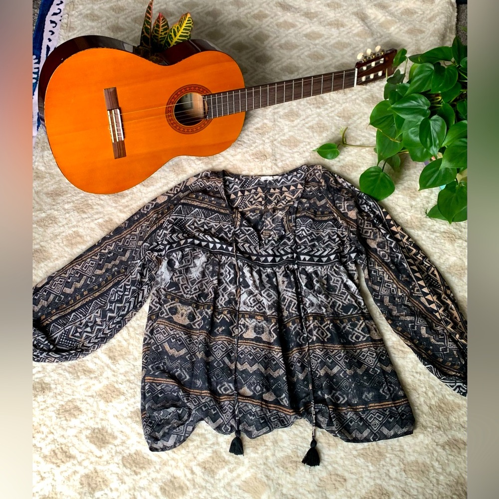 Patterned Free Flowing Sheer Shirt